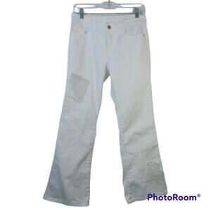 Stella McCartney White Embroidered Cutout Jeans Coastal Spring  Size 28